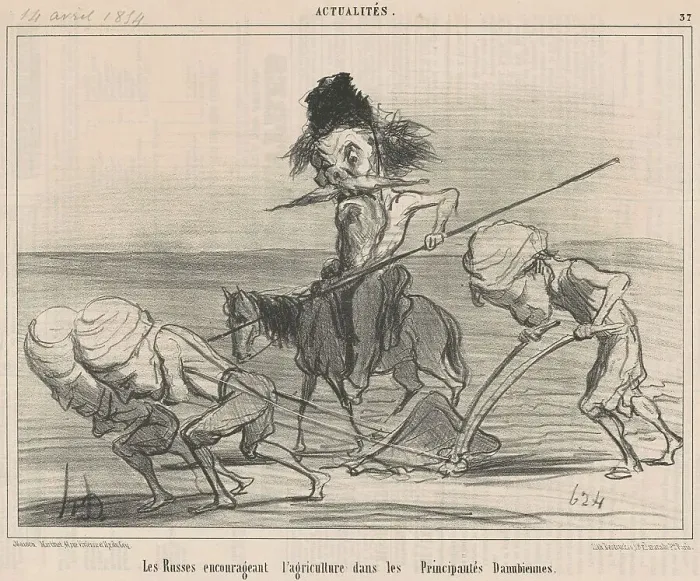 Framed Print : Les Russes encourageant l'agriculture, 19th century. Creator: Honore Daumier Framed Print : Les Russes encourageant l'agriculture, 19th century. Creator: Honore Daumier