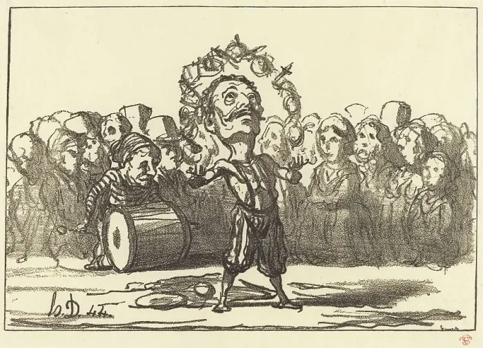 Framed Print : Les saltimbanques, 1880. Creator: Honore Daumier