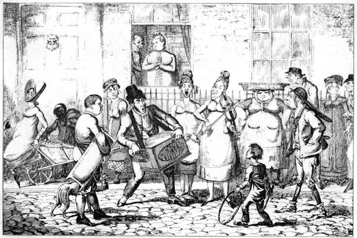 Framed Print : Les Savoyards, 1818. Artist: George Cruikshank Framed Print : Les Savoyards, 1818. Artist: George Cruikshank