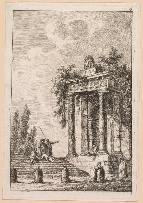 Framed Print : Les Soirees de Rome: LEscalier aux quatre bornes, 1763. Creator: Hubert Robert (French Framed Print : Les Soirees de Rome: LEscalier aux quatre bornes, 1763. Creator: Hubert Robert (French