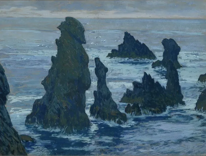 Framed Print : Les Sorcières, aiguilles de Port-Coton, ca 1895-1896. Creator: Auburtin, Jean Francis (1866-1930) Framed Print : Les Sorcières, aiguilles de Port-Coton, ca 1895-1896. Creator: Auburtin, Jean Francis (1866-1930)