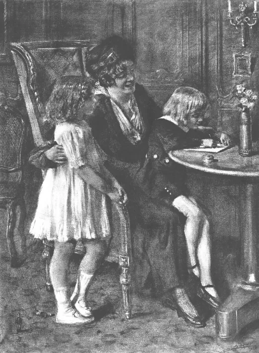 Framed Print : Les Souhaits de Bonne Annee; Le Foyer. 1916. Creator: Lucien Jonas Framed Print : Les Souhaits de Bonne Annee; Le Foyer. 1916. Creator: Lucien Jonas