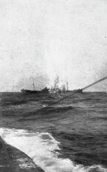 Framed Print : Les sous-marins allemands a l'Oeuvre; Explosion d'une torpille, 1918. Creator: Unknown Framed Print : Les sous-marins allemands a l'Oeuvre; Explosion d'une torpille, 1918. Creator: Unknown