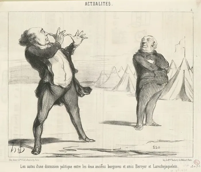 Framed Print : Les suites d'une discussion politique... 19th century. Creator: Honore Daumier Framed Print : Les suites d'une discussion politique... 19th century. Creator: Honore Daumier