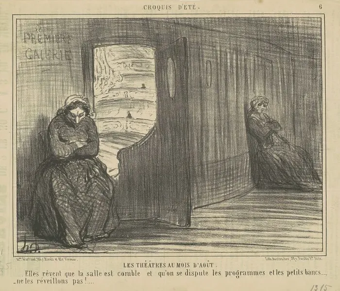 Framed Print : Les thèatres au mois d'aout, 19th century. Creator: Honore Daumier Framed Print : Les thèatres au mois d'aout, 19th century. Creator: Honore Daumier
