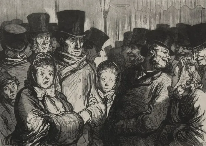 Framed Print : Les theatres: sortant du drame et sortant des funambules. Creator: Honore Daumier Framed Print : Les theatres: sortant du drame et sortant des funambules. Creator: Honore Daumier