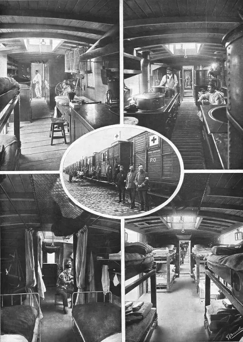 Framed Print : Les Trains Sanitaires; Comment sont Ramenes a l'interieur nos Grands Blesses, 1914. Creator: Unknown Framed Print : Les Trains Sanitaires; Comment sont Ramenes a l'interieur nos Grands Blesses, 1914. Creator: Unknown