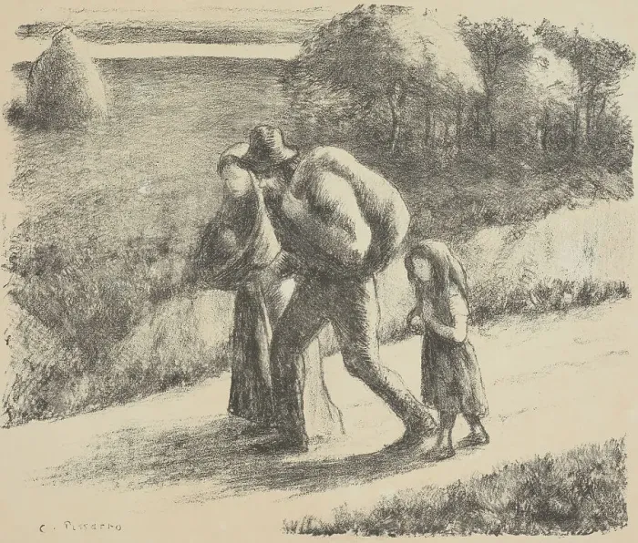 Framed Print : Les Trimardeurs (The vagabonds), 1896. Creator: Camille Pissarro Framed Print : Les Trimardeurs (The vagabonds), 1896. Creator: Camille Pissarro