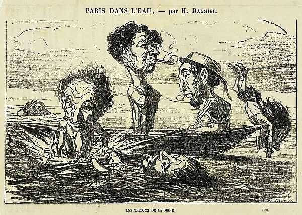 Les Tritons de la Seine, 1864. Creator: Honore Daumier