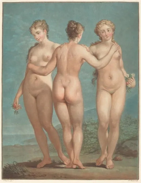 Framed Print : Les trois graces. Creator: Jean Francois Janinet Framed Print : Les trois graces. Creator: Jean Francois Janinet