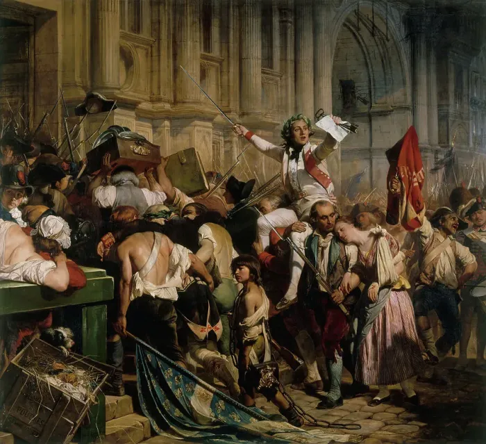 Framed Print : Les vainqueurs de la Bastille devant l'Hôtel de Ville, le 14 juillet 1789, between 1830 and 1838. Creator: Paul Delaroche Framed Print : Les vainqueurs de la Bastille devant l'Hôtel de Ville, le 14 juillet 1789, between 1830 and 1838. Creator: Paul Delaroche