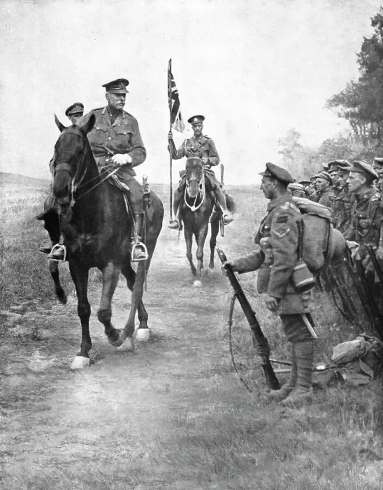 Framed Print : Les Vainqueurs de Queant-Drocourt; le marechal Haig felicite un detachement... 1918. Creator: Unknown Framed Print : Les Vainqueurs de Queant-Drocourt; le marechal Haig felicite un detachement... 1918. Creator: Unknown