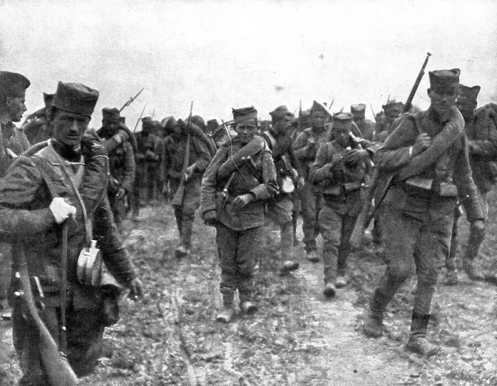Framed Print : Les Vengeurs; les jeunes recrues serbes venues combler les vides de l'armee, 1914. Creator: Unknown Framed Print : Les Vengeurs; les jeunes recrues serbes venues combler les vides de l'armee, 1914. Creator: Unknown
