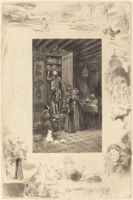 Framed Print : Les Vieux (The Elders), c. 1885. Creator: Felix Hilaire Buhot Framed Print : Les Vieux (The Elders), c. 1885. Creator: Felix Hilaire Buhot
