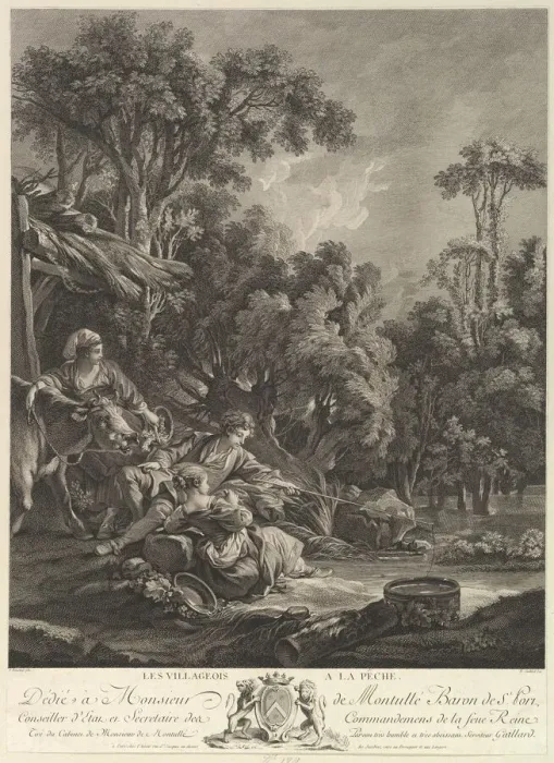 Framed Print : Les Villagois ala Peche (The Villages Fishing), 18th century Framed Print : Les Villagois ala Peche (The Villages Fishing), 18th century