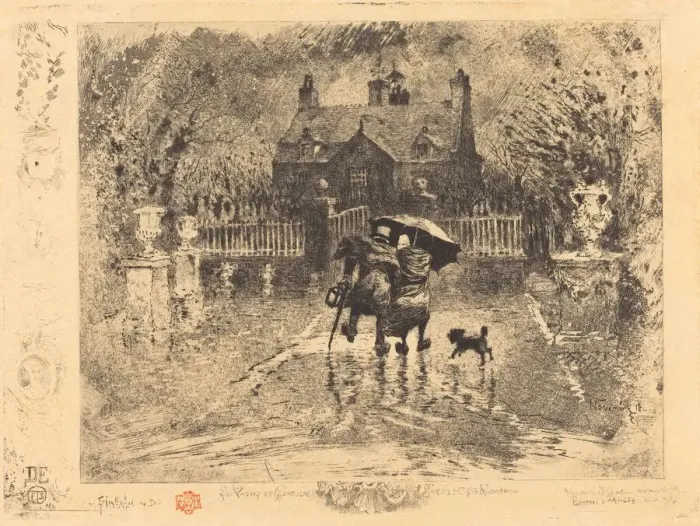 Framed Print : Les Voisins de Campagne (Country Neighbors), 1879 / 1880. Creator: Felix Hilaire Buhot Framed Print : Les Voisins de Campagne (Country Neighbors), 1879 / 1880. Creator: Felix Hilaire Buhot