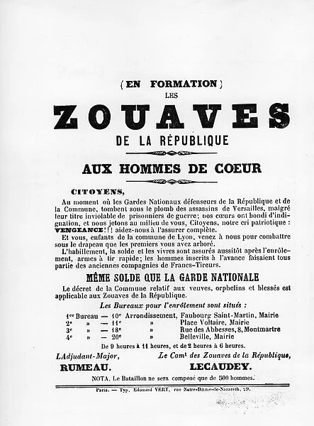 Les Zouaves, from French Political posters of the Paris Commune, May 1871