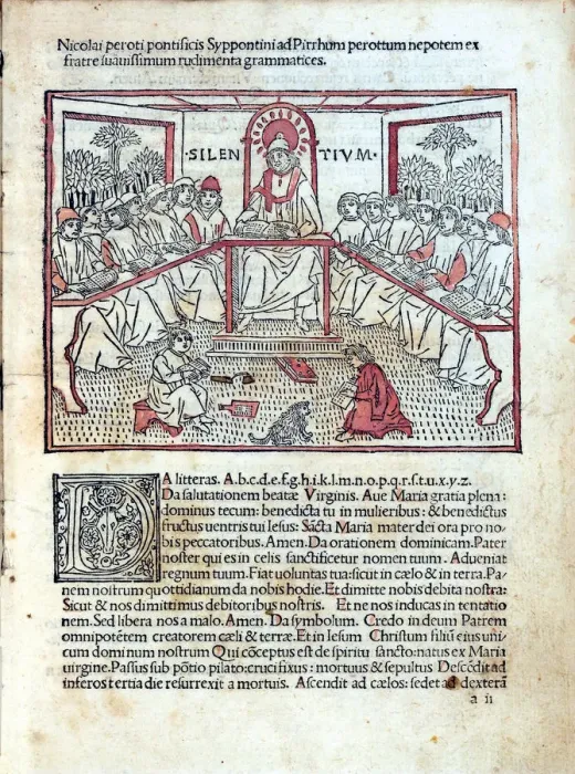 Framed Print : A lesson (From Rudimenta grammatices). Artist: Perottus (Perotti), Nicolaus (Niccolo) (1429-1480) Framed Print : A lesson (From Rudimenta grammatices). Artist: Perottus (Perotti), Nicolaus (Niccolo) (1429-1480)