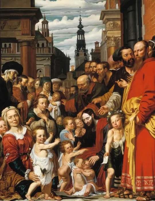 Framed Print : Let the little children come to me. Artist: Valckert, Werner Jacobsz. van den (ca. 1585-after 1635) Framed Print : Let the little children come to me. Artist: Valckert, Werner Jacobsz. van den (ca. 1585-after 1635)