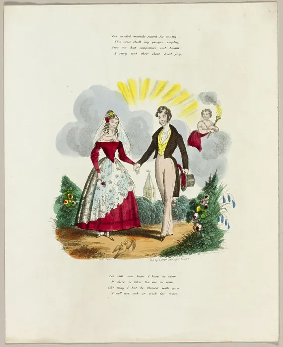 Framed Print : Let Sordid Mortals Search for Wealth (valentine), c. 1842. Creator: Unknown Framed Print : Let Sordid Mortals Search for Wealth (valentine), c. 1842. Creator: Unknown