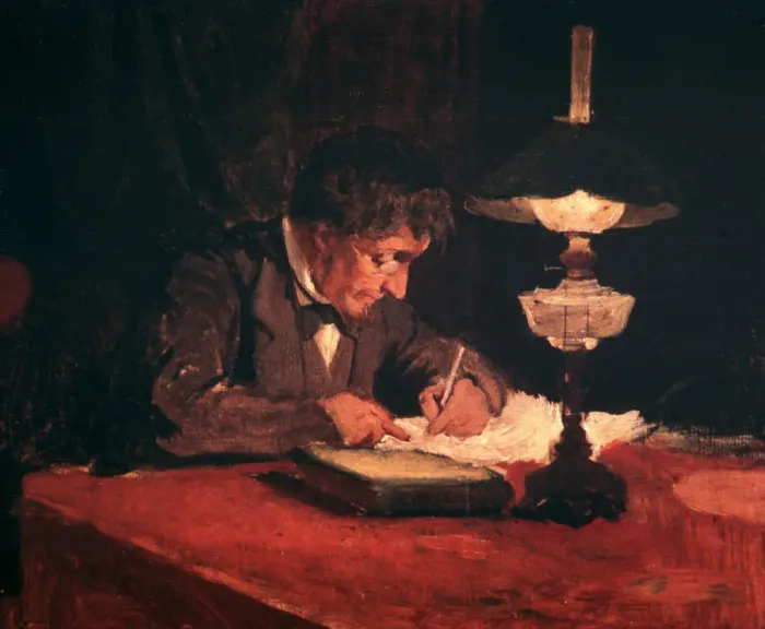 Framed Print : The Letter, 1878. Artist: Janez Subic Framed Print : The Letter, 1878. Artist: Janez Subic