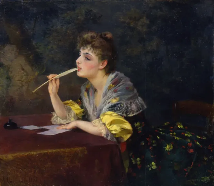 Framed Print : A Letter, 1893. Artist: Klavdi Stepanov Framed Print : A Letter, 1893. Artist: Klavdi Stepanov