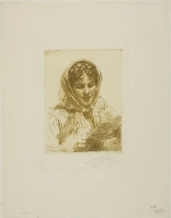 Framed Print : The Letter, 1913. Creator: Anders Leonard Zorn Framed Print : The Letter, 1913. Creator: Anders Leonard Zorn