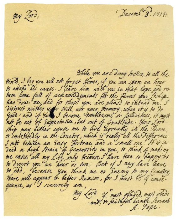 Framed Print : Letter from Alexander Pope to Charles Montagu, 3rd December 1714. Artist: Alexander Pope Framed Print : Letter from Alexander Pope to Charles Montagu, 3rd December 1714. Artist: Alexander Pope