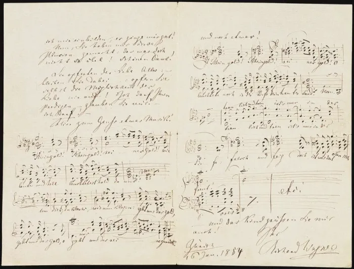 Framed Print : Letter to Carolyne Sayn-Wittgenstein including the closing measures of Das Rheingold, 1854 Framed Print : Letter to Carolyne Sayn-Wittgenstein including the closing measures of Das Rheingold, 1854
