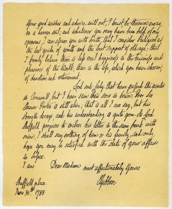 Framed Print : Letter from Edward Gibson to his aunt, Hester Gibson, 30th June 1788. Artist: Edward Gibson Framed Print : Letter from Edward Gibson to his aunt, Hester Gibson, 30th June 1788. Artist: Edward Gibson