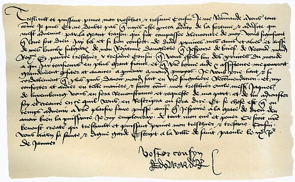 Letter from Edward IV to Francis II, Duke of Brittany, 9th January 1471. Artist: Edward IV, King of England