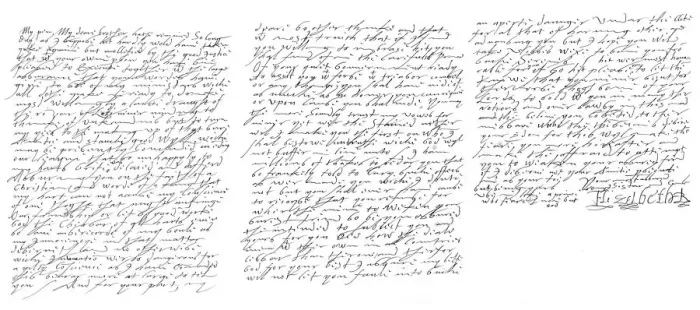 Framed Print : Letter by Elizabeth I, Queen of England, to James VI of Scotland, c1588 (1865). Artist: Frederick George Netherclift Framed Print : Letter by Elizabeth I, Queen of England, to James VI of Scotland, c1588 (1865). Artist: Frederick George Netherclift