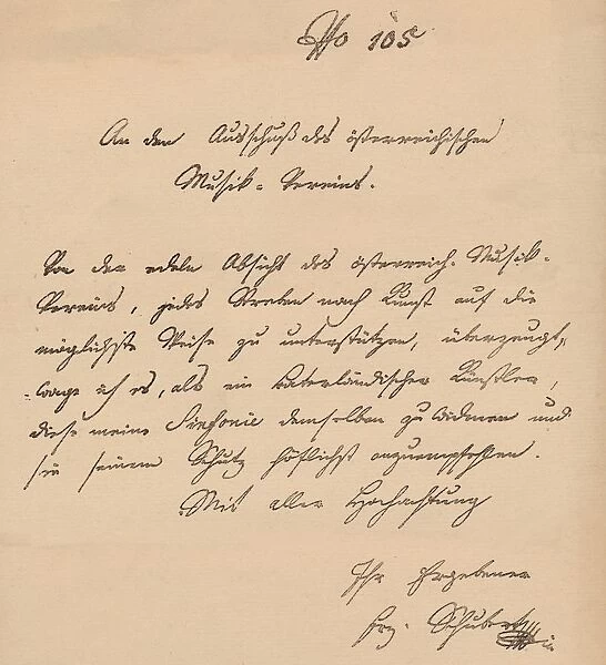 Letter from Franz Schubert to the Austrian Musical Union, c1820. Artist: Franz Peter Schubert