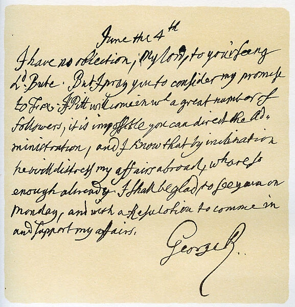 Letter from George II to Thomas Pellam-Holles, 4th June 1757. Artist: King George II
