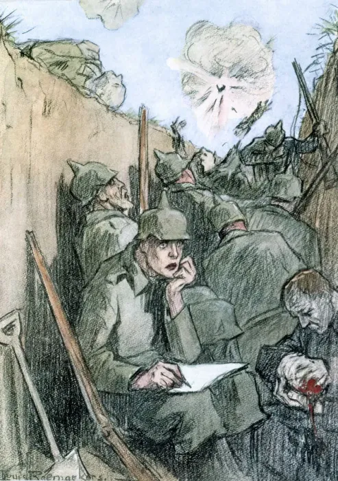 Framed Print : A Letter from the German Trenches, 1916. Artist: Louis Raemaekers Framed Print : A Letter from the German Trenches, 1916. Artist: Louis Raemaekers