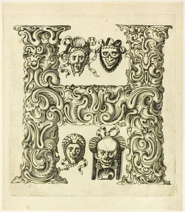 Framed Print : Letter H, 1630. Creator: Pierre Aubry Framed Print : Letter H, 1630. Creator: Pierre Aubry