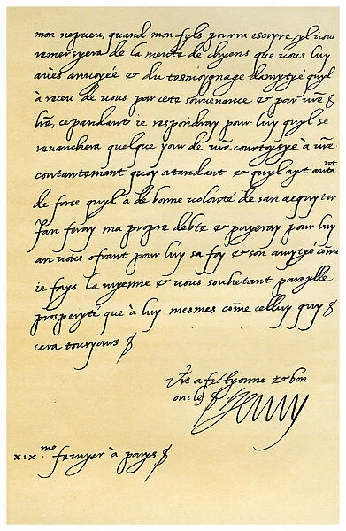 Letter from Henry IV of France to Henry, Prince of Wales, 19th February 1606. Artist: King Henry IV