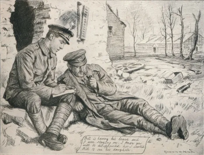 Framed Print : The Letter Home, c1917, (1918). Artist: Gunning King Framed Print : The Letter Home, c1917, (1918). Artist: Gunning King