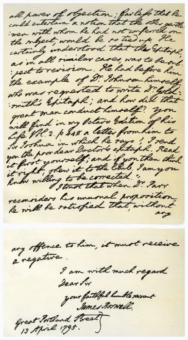 Framed Print : Letter from James Boswell to Edmond Malone, 13th April 1795. Artist: James Boswell Framed Print : Letter from James Boswell to Edmond Malone, 13th April 1795. Artist: James Boswell
