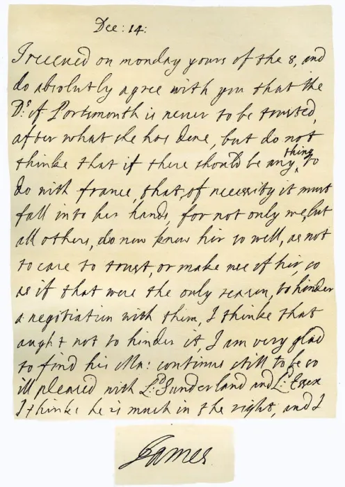 Framed Print : Letter from James II to his brother-in-law, Lawrence Hyde, late 17th century. Artist: King James II Framed Print : Letter from James II to his brother-in-law, Lawrence Hyde, late 17th century. Artist: King James II