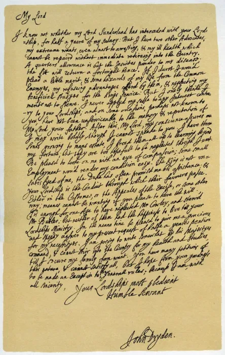 Framed Print : Letter from John Dryden to Laurence Hyde, c1682-1683. Artist: John Dryden Framed Print : Letter from John Dryden to Laurence Hyde, c1682-1683. Artist: John Dryden