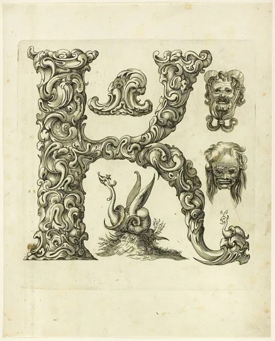 Framed Print : Letter K, 1630. Creator: Pierre Aubry Framed Print : Letter K, 1630. Creator: Pierre Aubry