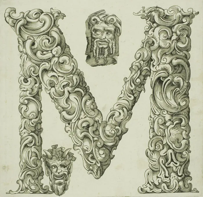 Framed Print : Letter M, 1630. Creator: Pierre Aubry Framed Print : Letter M, 1630. Creator: Pierre Aubry
