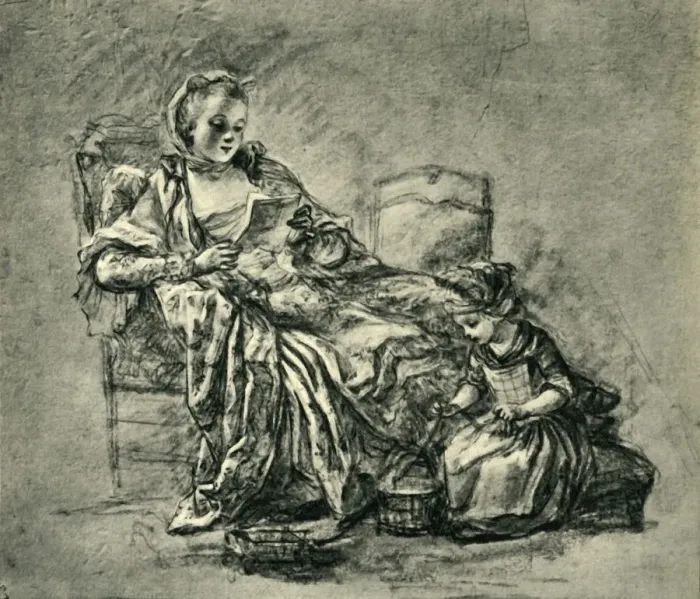 Framed Print : The Letter, mid-late 18th century, (1943). Creator: Jean-Simeon Chardin Framed Print : The Letter, mid-late 18th century, (1943). Creator: Jean-Simeon Chardin