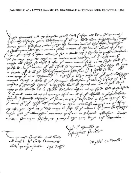 Framed Print : A letter from Miles Coverdale, Bishop of Exeter, to Thomas Lord Cromwell, 1538, (1840). Artist: Miles Coverdale Framed Print : A letter from Miles Coverdale, Bishop of Exeter, to Thomas Lord Cromwell, 1538, (1840). Artist: Miles Coverdale