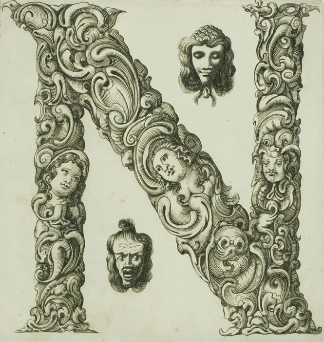 Framed Print : Letter N, 1630. Creator: Pierre Aubry Framed Print : Letter N, 1630. Creator: Pierre Aubry