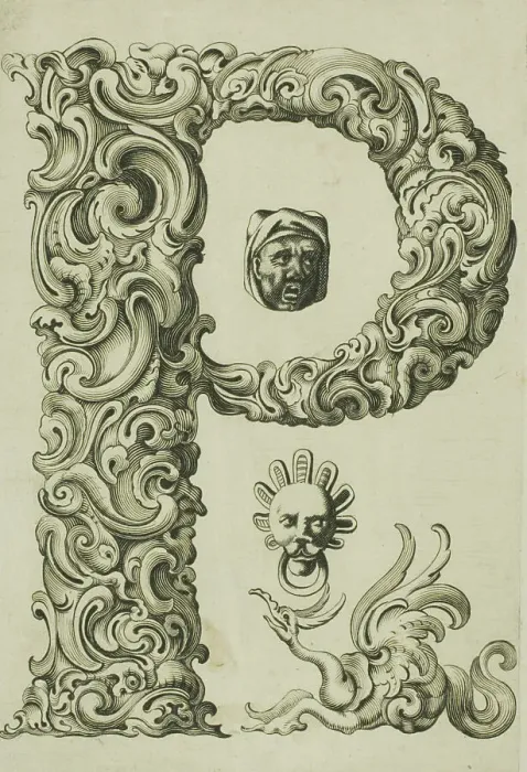 Framed Print : Letter P, 1630. Creator: Pierre Aubry
