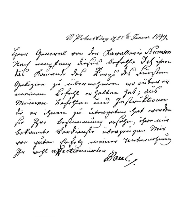 Framed Print : Letter by Paul I, Emperor of Russia, to General Numsen, 1799 (1865). Artist: Frederick George Netherclift Framed Print : Letter by Paul I, Emperor of Russia, to General Numsen, 1799 (1865). Artist: Frederick George Netherclift