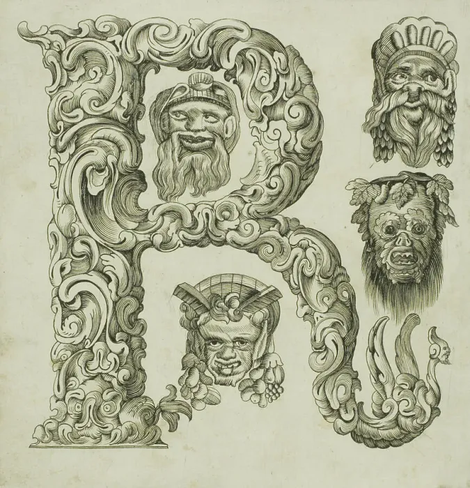 Framed Print : Letter R, 1630. Creator: Pierre Aubry