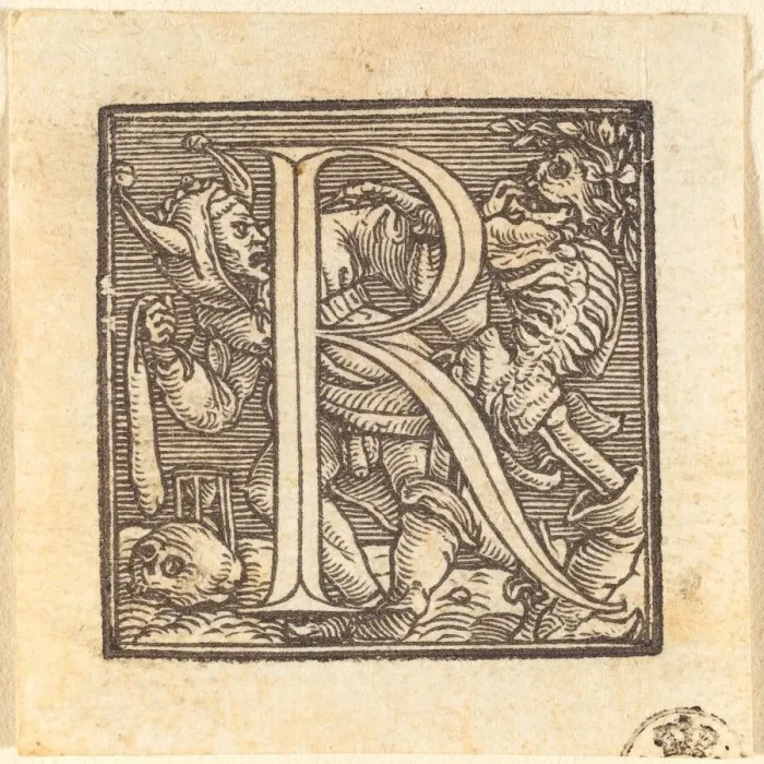 Framed Print : Letter R. Creator: Hans Holbein the Younger Framed Print : Letter R. Creator: Hans Holbein the Younger